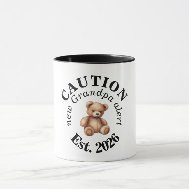 Mug CAUTION new Grandpa alert- Teddy Baby Announcement (Centre)