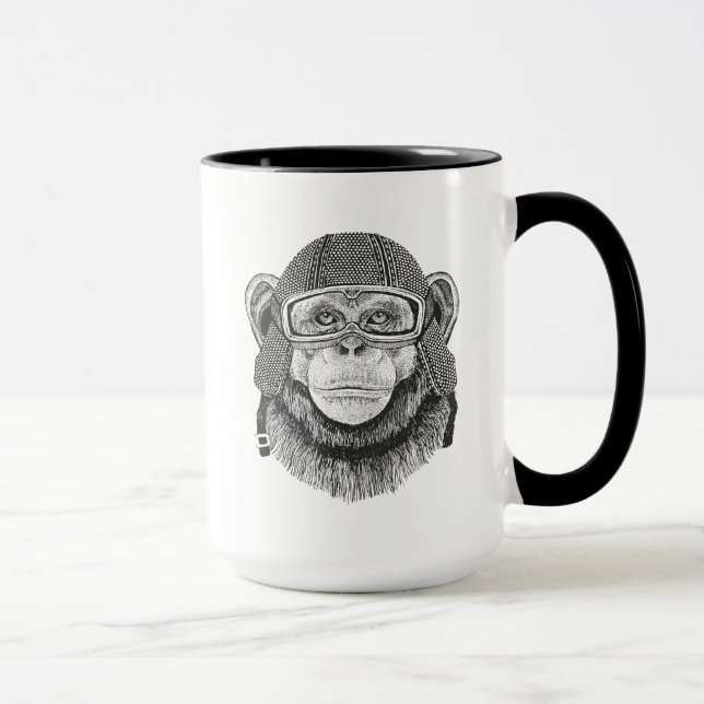 Mug Cavalier de moto de chimpanzé (Droite)