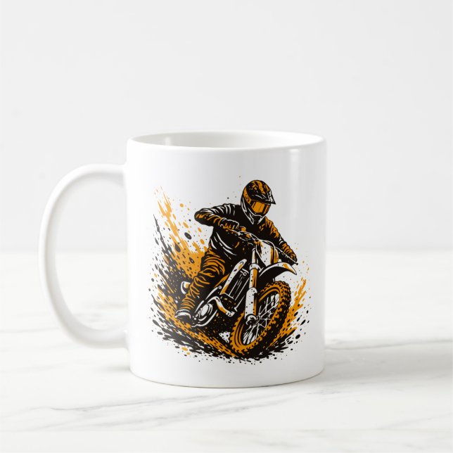 Mug Cavalier de Motocross Glissant dans la Boue (Gauche)
