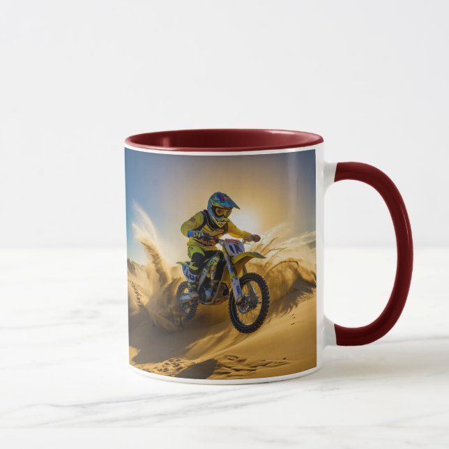 Mug Cavalier de motocross roulant dans les dunes (Droite)