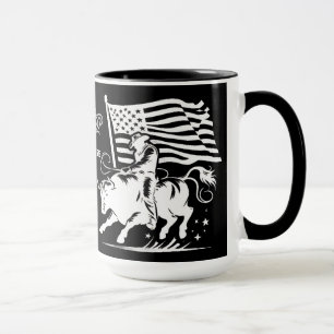 Mug Cavalier de taureau américain personnalisé Rodéo 3