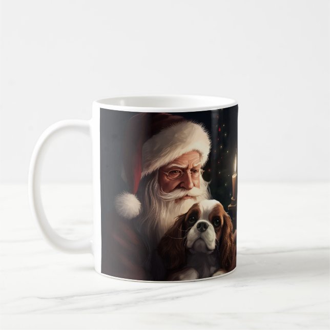 Mug Cavalier King avec le Père Noël Festif Noël (Gauche)