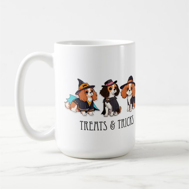 Mug Cavalier King Charles halloween traite et tricks (Gauche)