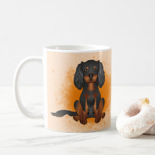 Mug Cavalier King Charles noir et feu sur fond orange
