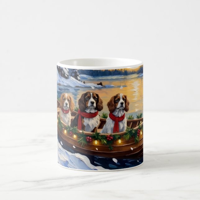 Mug Cavalier King Charles Spaniel Noël Bateau (Centre)
