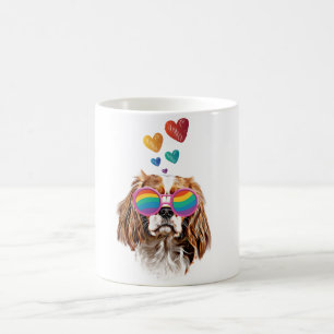 Mug Cavalier King Chien avec coeurs Saint-Valentin 