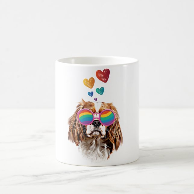 Mug Cavalier King Chien avec coeurs Saint-Valentin  (Centre)