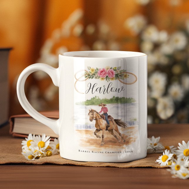 Mug Cavalière de Barrel Racing | Rodéo Monogramme (Créateur téléchargé)