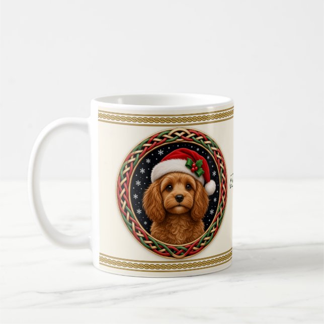 Mug Cavapoo Noël personnalisé Chien (Gauche)