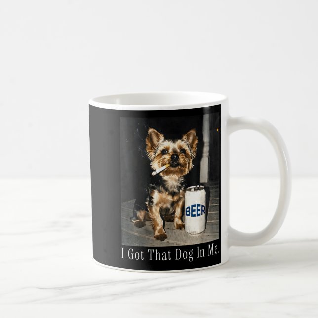 Mug Ce chien à Yorkie drôle fume une cigarette (Droite)