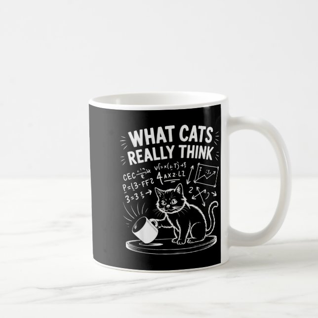 Mug Ce que les chats pensent vraiment mème de chat drô (Droite)