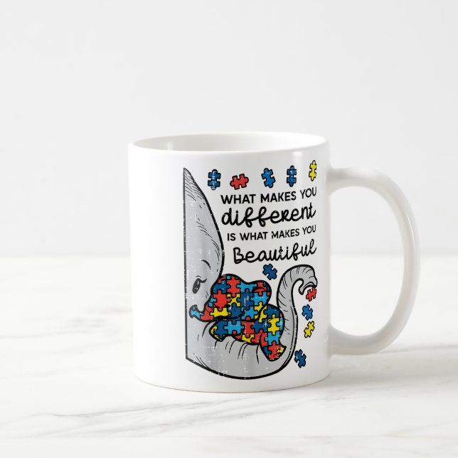 Mug Ce qui vous rend différents beaux éléphants Autism (Droite)