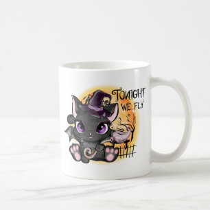 Mug Ce soir, nous volons - Chat Sorcière Noire