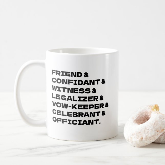Mug Célébrant de mariage Liste personnalisée (Avec donut)