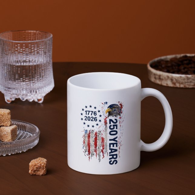 Mug Célébration de 250 ans Drapeau américain grunge Ai (Créateur téléchargé)