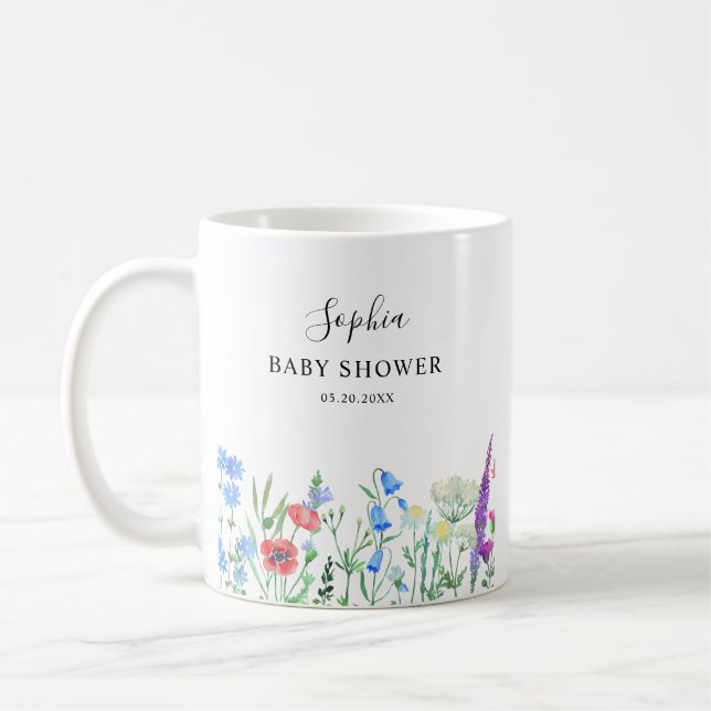 Mug Célébration de Baby Shower Fleur Sauvage Multicolo (Gauche)