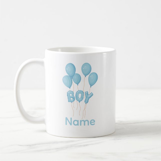 Mug Célébration de ballon pour bébé garçon bleu  (Gauche)