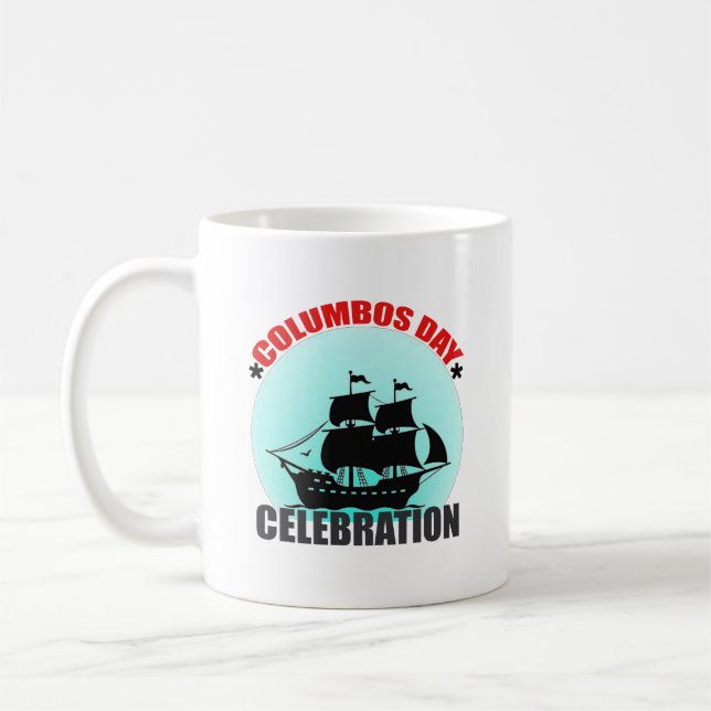 Mug Célébration de la fête de Columbus : Explorez, Déc (Gauche)