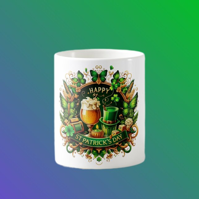 Mug Célébration de la Saint-Patrick ornée d'or et de v (Créateur téléchargé)