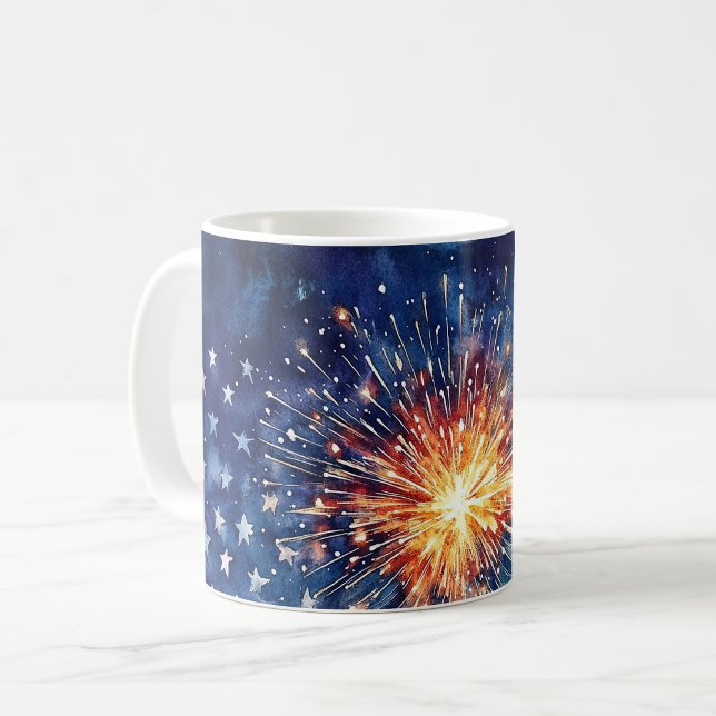 Mug Célébration de l'Amérique. Étoiles et feux d'artif (Créateur téléchargé)