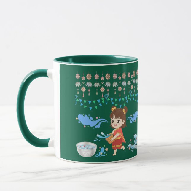 Mug Célébration de l'eau cristalline chasseur vert (Gauche)