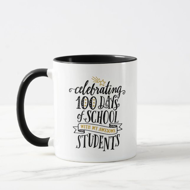 Mug Célébration des 100 jours d'enseignant scolaire (Gauche)