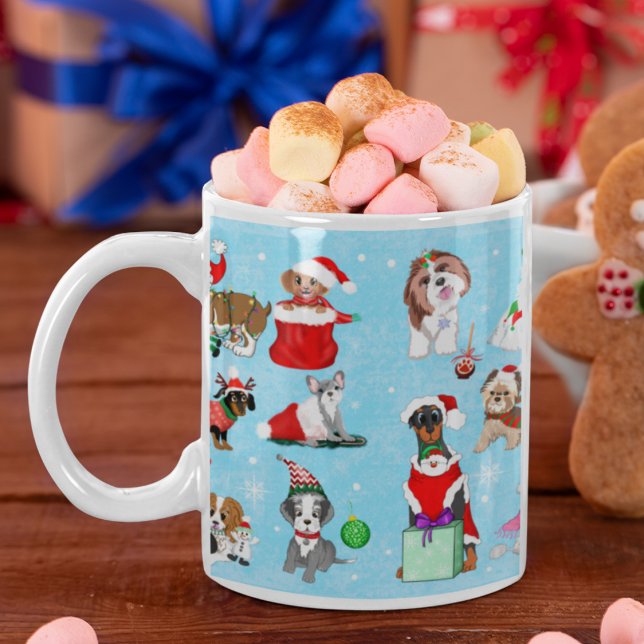 Mug Célébration des chiens de Noël  (Unleash the Holiday Spirit with Our Paw-fect Christmas Pups! Grab Your Merry Mugs Now!)