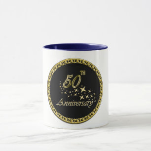 Mug Célébration d'or et d'anniversaire de noir