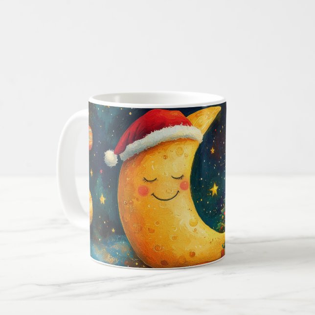 Mug Célébration drôle de la Lune de Noël dans la Galax (Devant gauche)