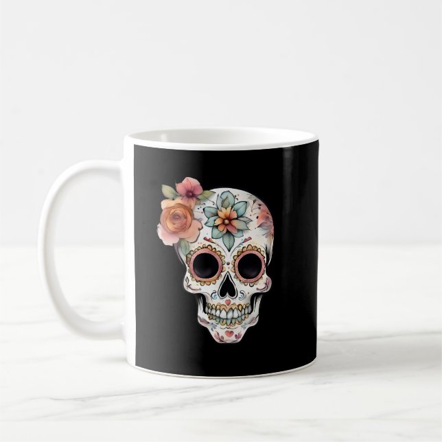 Mug Célébration du crâne de sucre floral (Gauche)