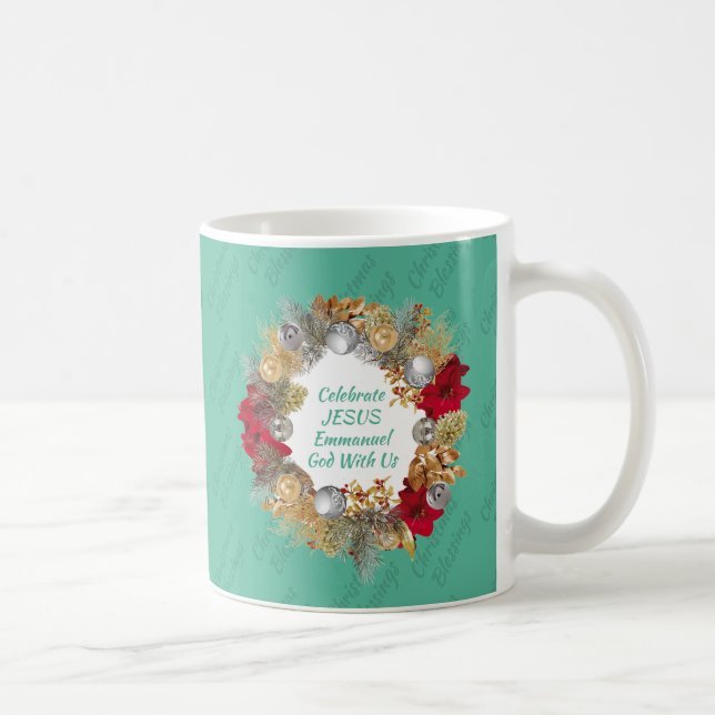 Mug CÉLÉBRER JÉSUS Monnaie vert Monogramme de Noël (Droite)