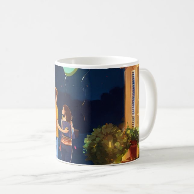 Mug "Célébrer l'amour : Joyeux anniversaire, maman & p (Devant droit)