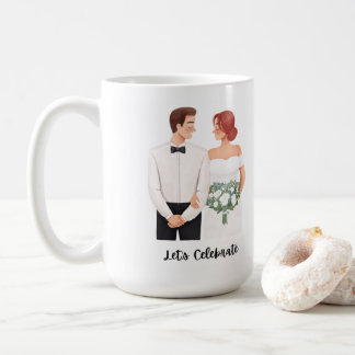 Mug Célébrons le Couple de Mariés à l'Aquarelle Romant