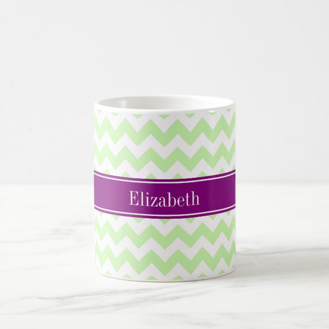 Mug Celery White Chevron Purple Nom Monogramme (Centre)