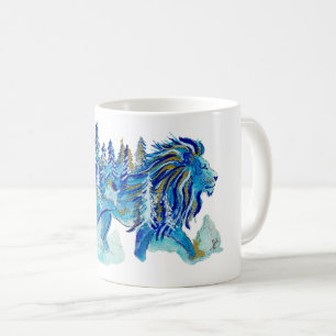 Mug Celestial Lion of the Golden Forest Watercolor