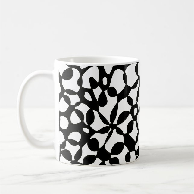 Mug Cells Abstraction Black White (Gauche)