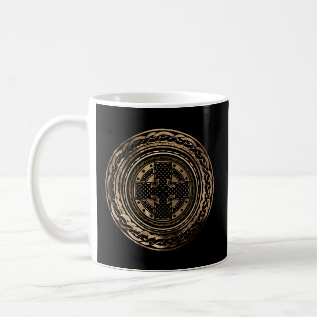 Mug Celtic Cross Knot Irish Scottish Shield Warrior (Gauche)