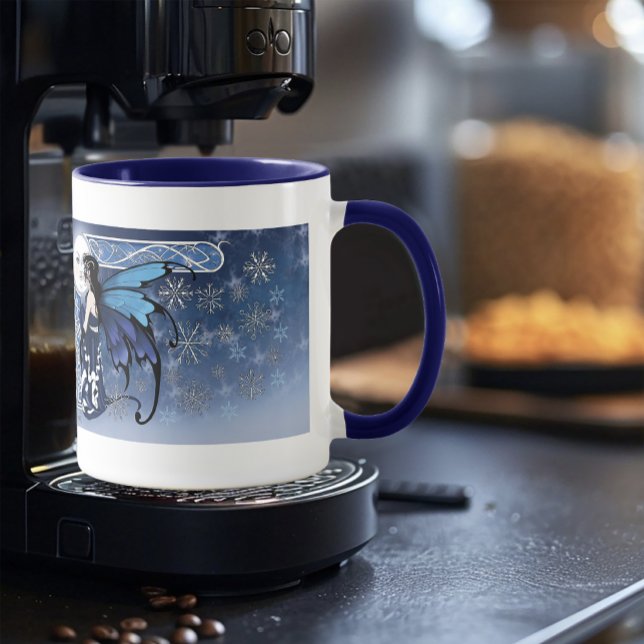 Mug Celtic Winter Moon Fairy Blue Snowflakes Fantasy (Créateur téléchargé)