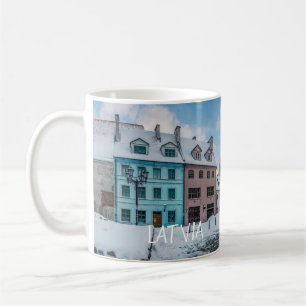 Mug Centre-ville hivernal neige à Riga, Lettonie