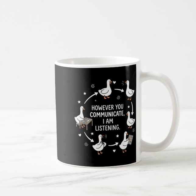 Mug Cependant Communication Écoute AAC SLP Drôle (Droite)