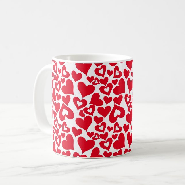 Mug Céramique café Mug-Valentine Coeurs (Devant gauche)
