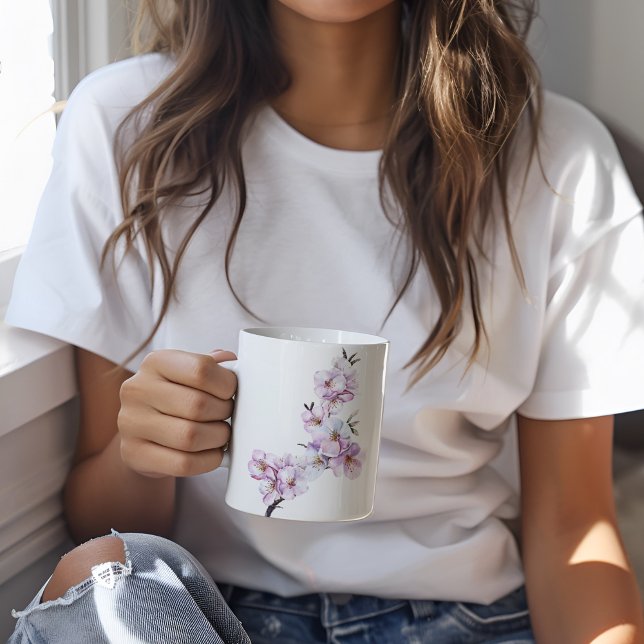 Mug Céramique Fleurs de Cerisier Roses (Pink Cherry blossom personalised mug)