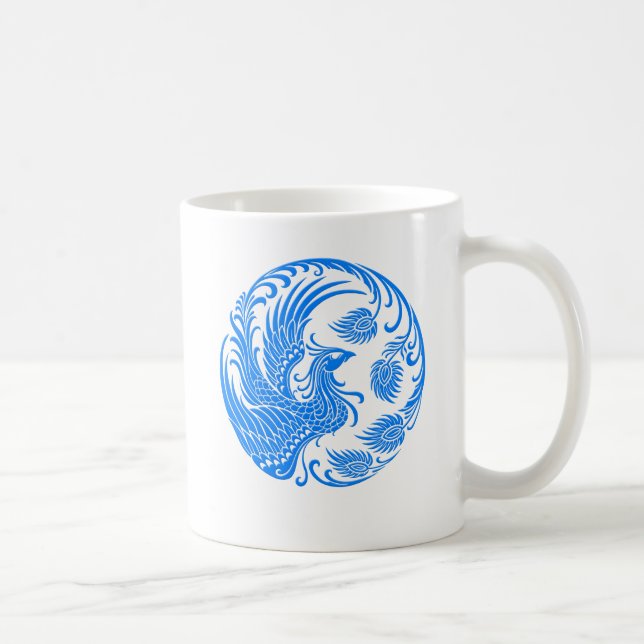 Mug Cercle bleu traditionnel de Phoenix sur le rouge (Droite)