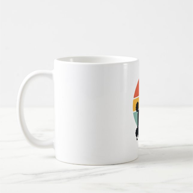 Mug Cercle de silhouette de chien rétro coucher de sol (Gauche)