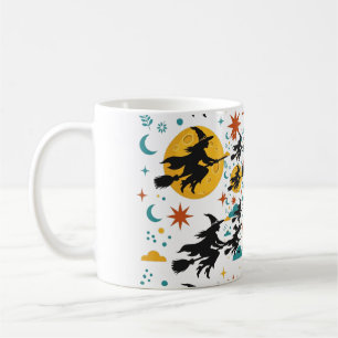 Mug Cercle de sorcières pleine lune rétro silhouette H
