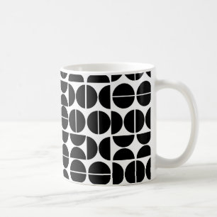 Mug Cercle noir moderne du milieu du siècle abstrait