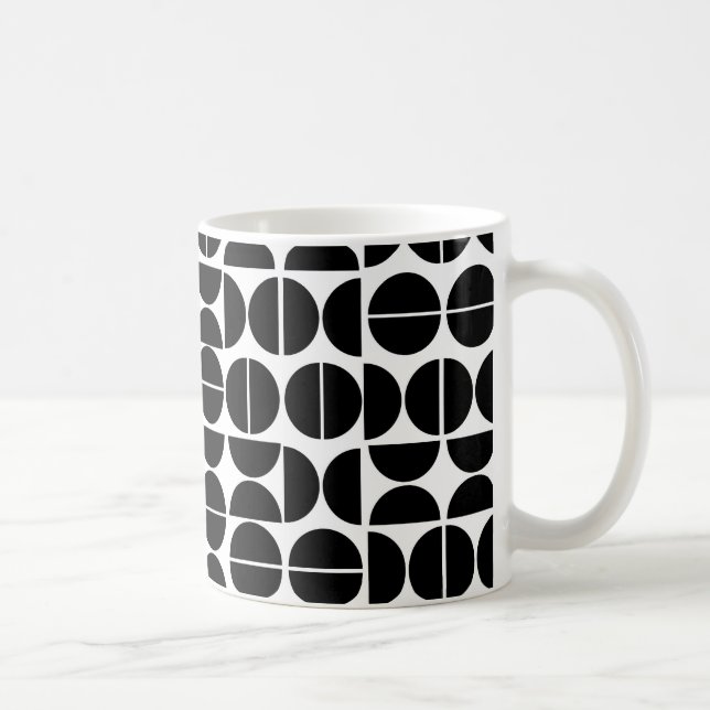 Mug Cercle noir moderne du milieu du siècle abstrait (Droite)