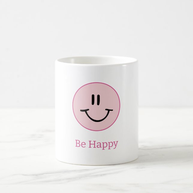 Mug Cercle rose Soyez heureux Sourire (Centre)