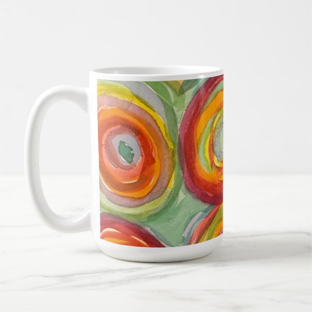 Mug Cercles Aquarelle Art Abstrait Multicolore (Gauche)