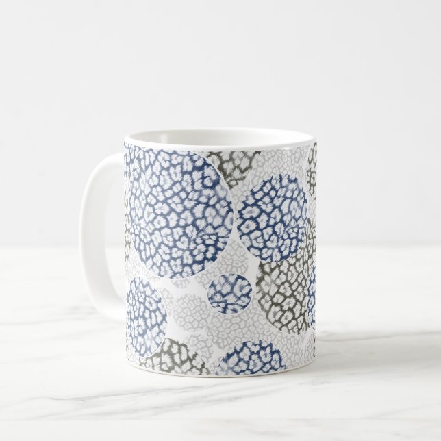 Mug Cercles avec impression de peau de léopard gris et (Devant gauche)